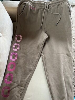 Overtime Men's Taupe Fleece Joggers with Pink Accents